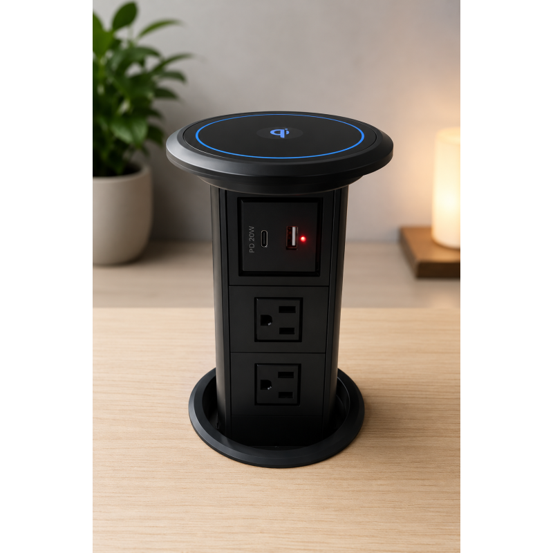 Regleta automática Retráctil con Cargador Inalámbrico
