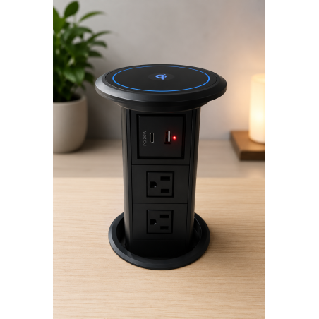 Regleta automática Retráctil con Cargador Inalámbrico